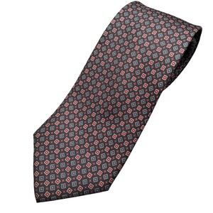 Vintage Neck Tie Handmade In USA 100%‎ Silk Geometric Black Red Blue 58x3